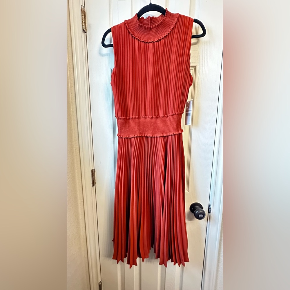 Nanette Lepore Pleated Midi Dress, size 12, color: Picante